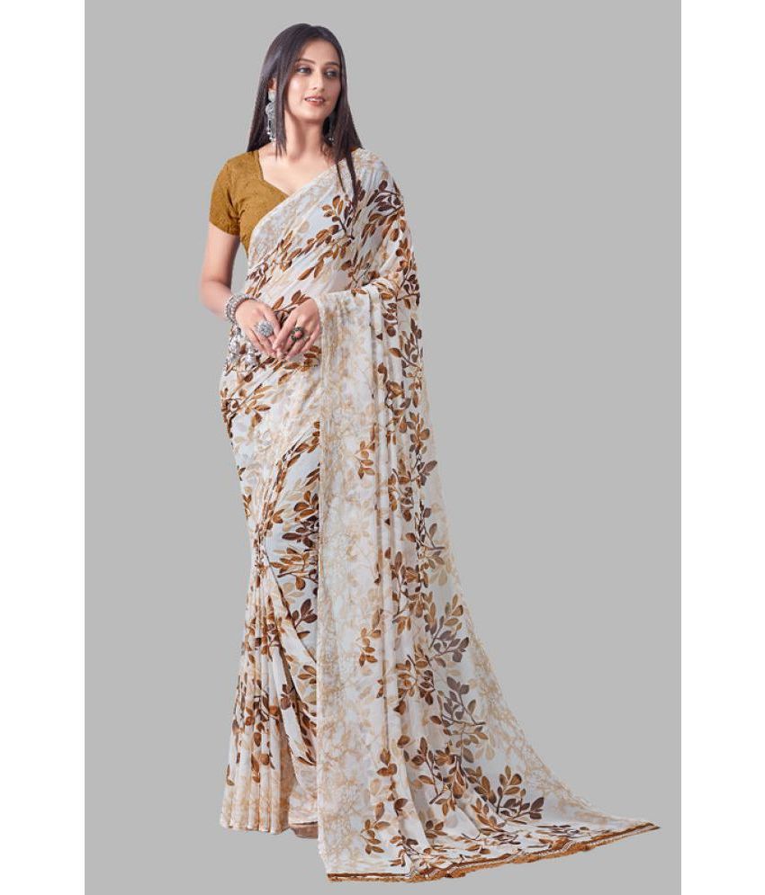     			Sanjana Silks - Brown Georgette Saree With Blouse Piece ( Pack of 1 )