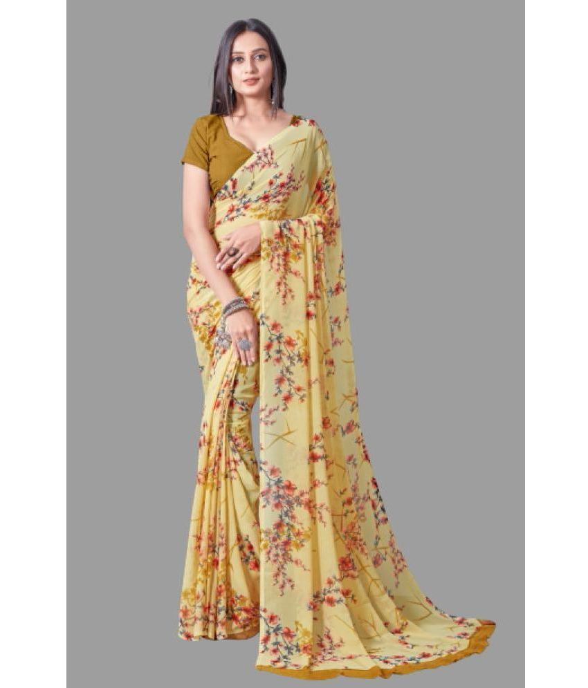     			Sanjana Silks - Yellow Georgette Saree With Blouse Piece ( Pack of 1 )