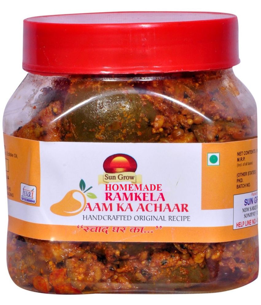     			Sun Grow HomeMade khada Masala Se Bana Organic Ramkela Rajasthani Mango Pickle Masaledar Raw Mango(Kairi) Pickle 500 g