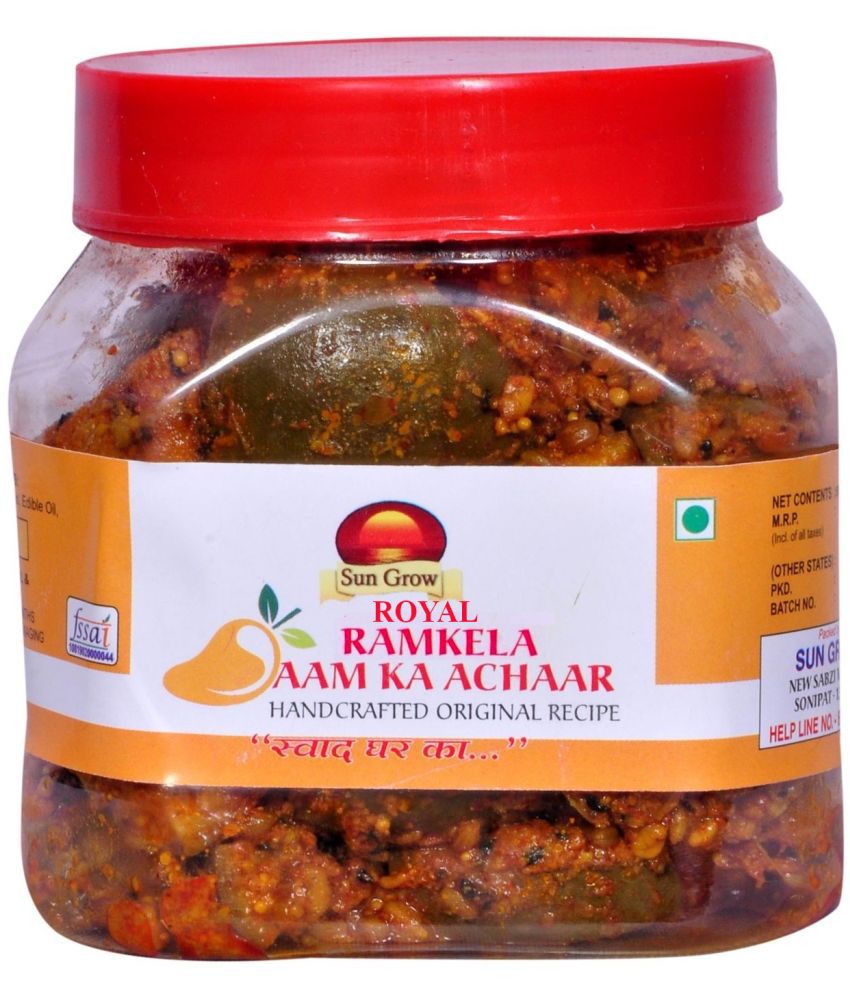     			Sun Grow Royal Fresh khada Masala Se Bana Organic Ramkela Rajasthani Mango Pickle Masaledar Raw Mango(Kairi) Pickle 500 g