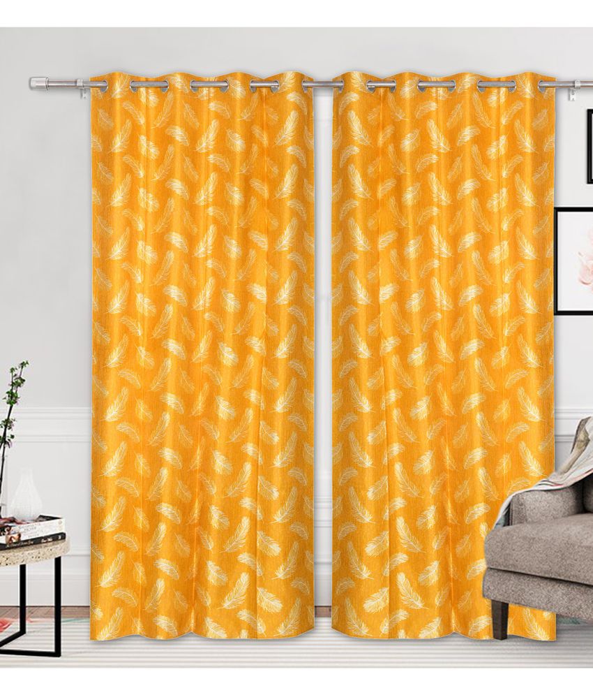 URBAN MAGIC - Yellow Polyester Printed Door Curtain ( Pack of 2 )