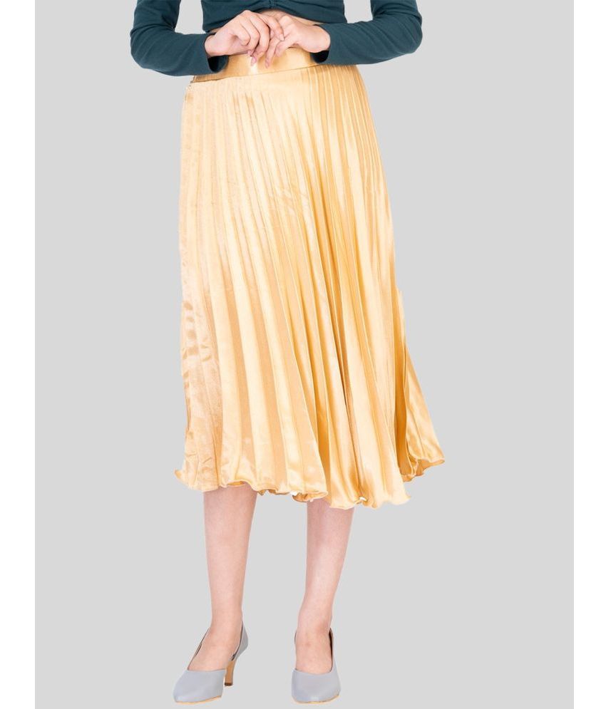 powermerc - Gold Satin Women's Flared Skirt ( Pack of 1 )