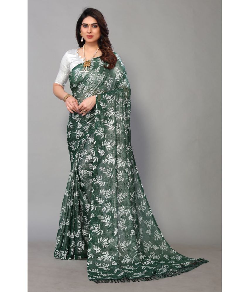     			FABMORA - Green Chiffon Saree With Blouse Piece ( Pack of 1 )