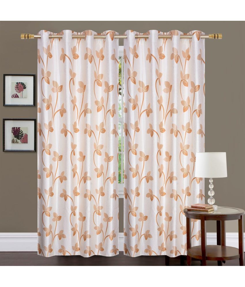     			Homefab India - Beige Polyester Floral Door Curtain ( Pack of 2 )