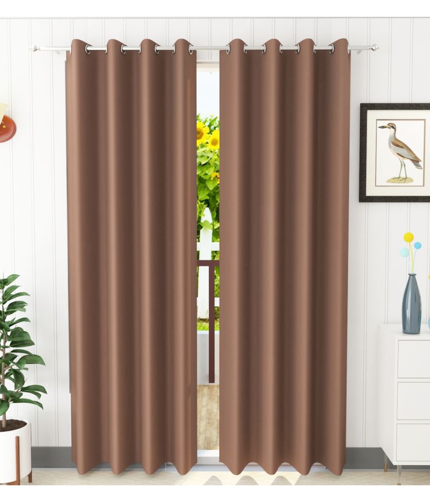     			Homefab India Solid Blackout Eyelet Window Curtain 5ft (Pack of 2) - Brown
