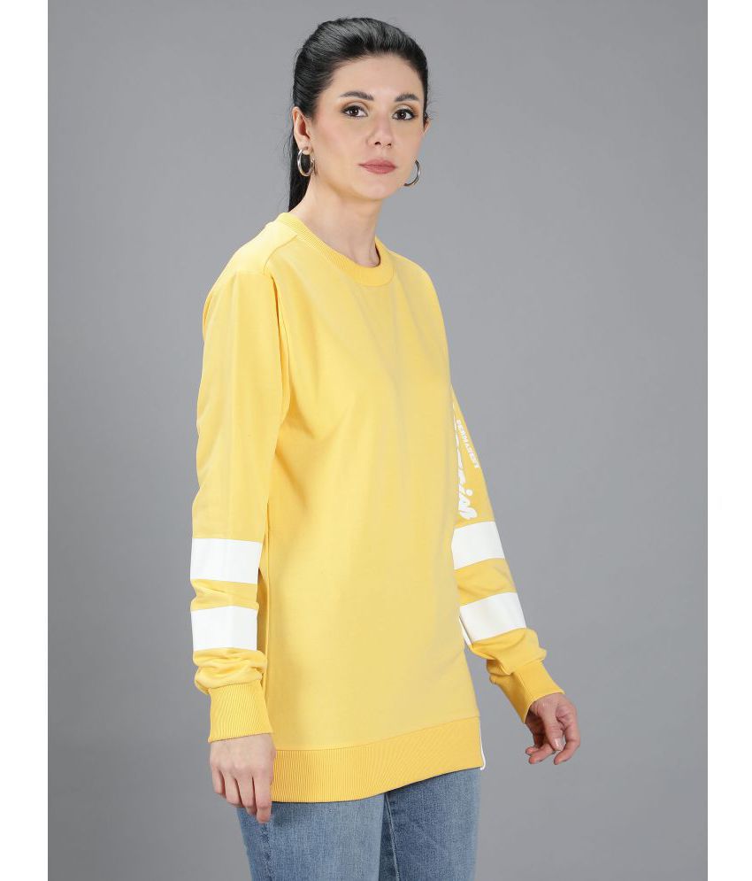     			NUEVOSDAMAS Polyester Yellow Non Hooded Sweatshirt