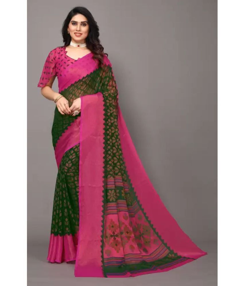     			Sitanjali - Green Brasso Saree With Blouse Piece ( Pack of 1 )