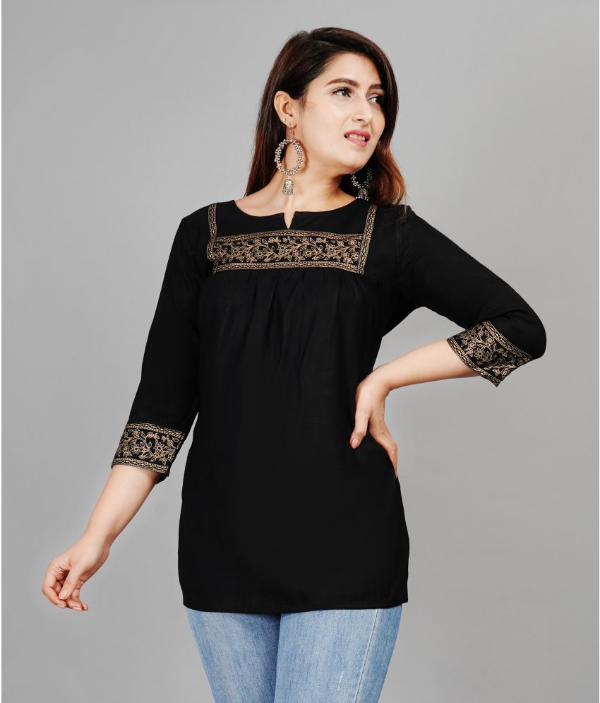     			Smien - Black Rayon Women's Ethnic Tunic ( Pack of 1 )