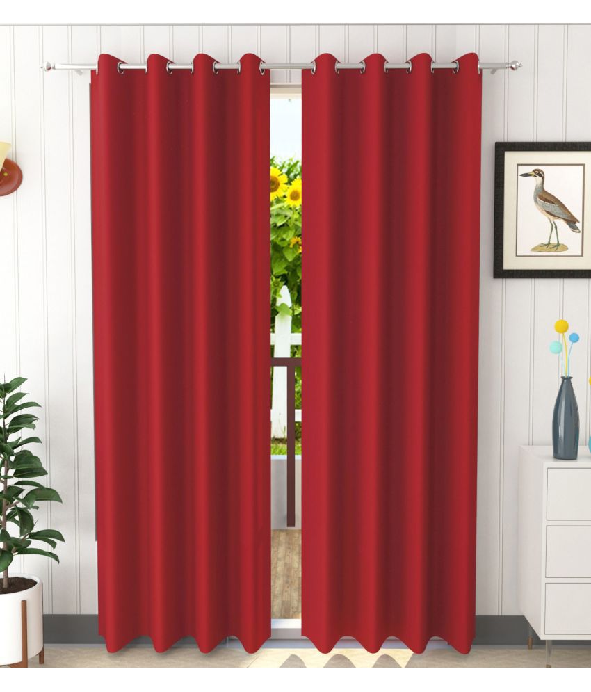     			Homefab India Solid Blackout Eyelet Window Curtain 5ft (Pack of 2) - Maroon