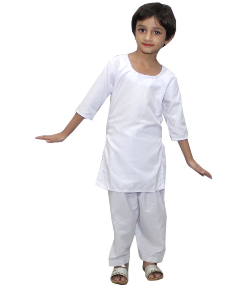    			Kaku Fancy Dresses Indian State Traditional Wear White Salwar Kameez Costume -White, 4-5 Years, for Girls