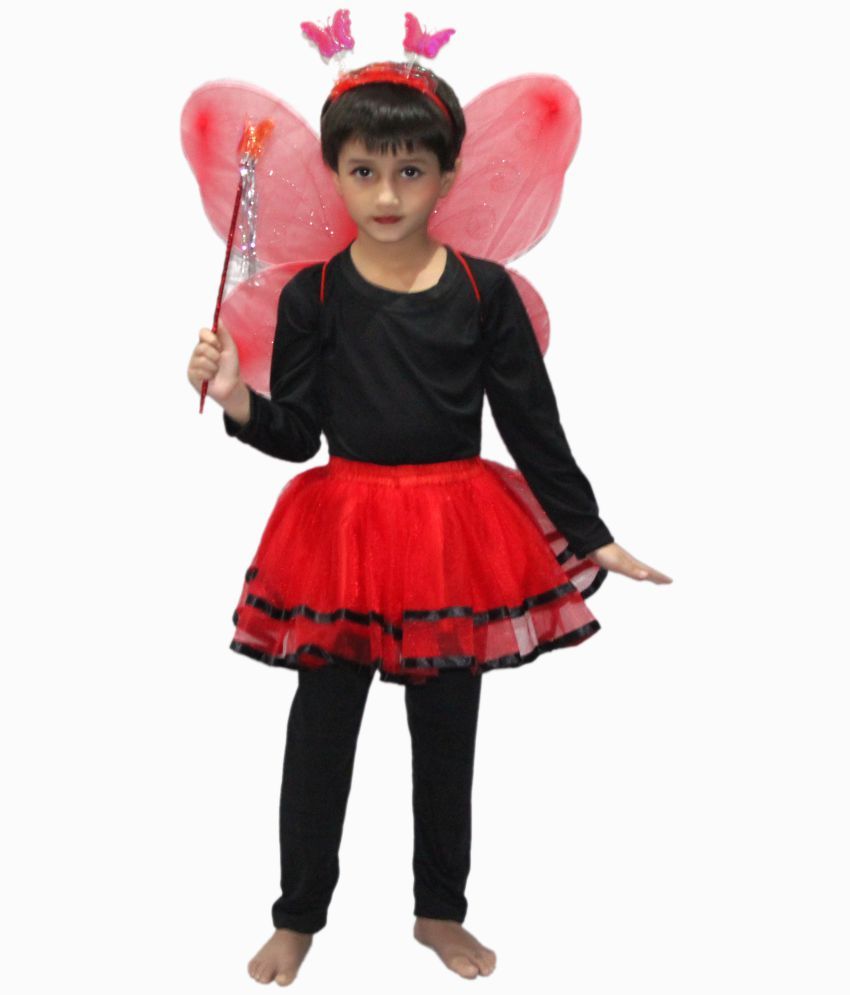     			Kaku Fancy Dresses Red Skirt with Butterfly Wngs for Kids/Bobra Toddler Fancy Dress -Red, 7-8 Years, for Girls