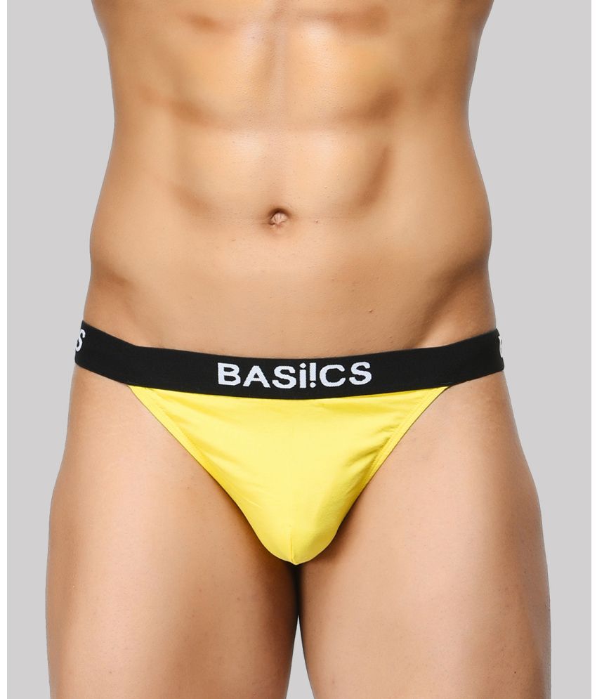     			BASIICS By La Intimo - Yellow BCSTH01 Spandex Men's Thongs ( Pack of 1 )