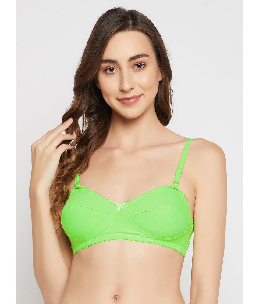     			Clovia - Green Cotton Non Padded Women's Balconette Bra ( Pack of 1 )