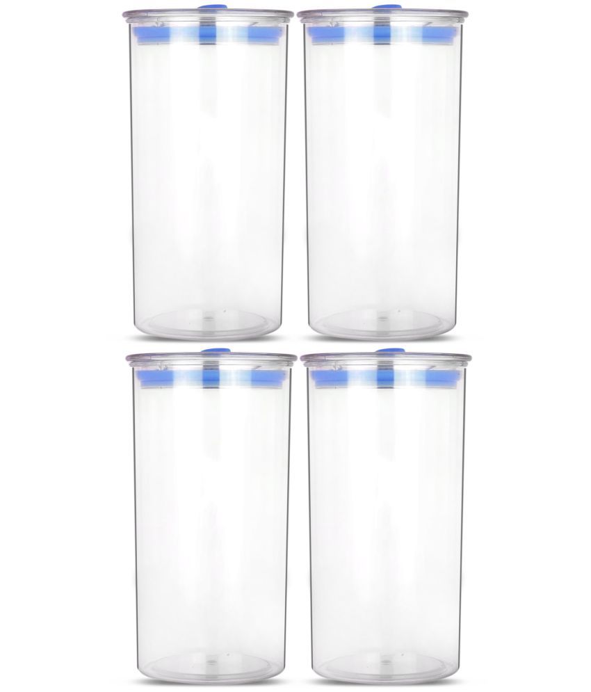     			HomePro - Round Container | Airtight | Silicone Cap | Blue | Plastic Utility Container ( Set of 4 ) - 1400 ml