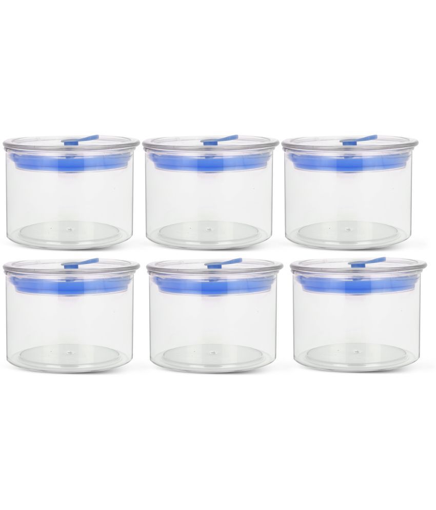     			HomePro - Round Container | Airtight | Silicone Cap | Blue | Plastic Utility Container ( Set of 6 ) - 500 ml