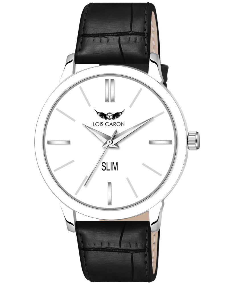     			Lois Caron - Black Leather Analog Men's Watch