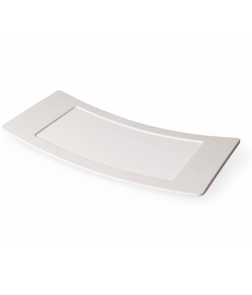     			Milton Curvy Melamine Platter, White (15" X 6.7")