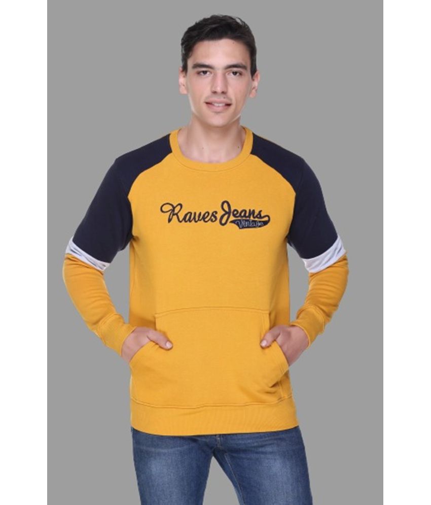     			RF RAVES - Mustard Fleece Regular Fit Men's Sweatshirt ( Pack of 1 )