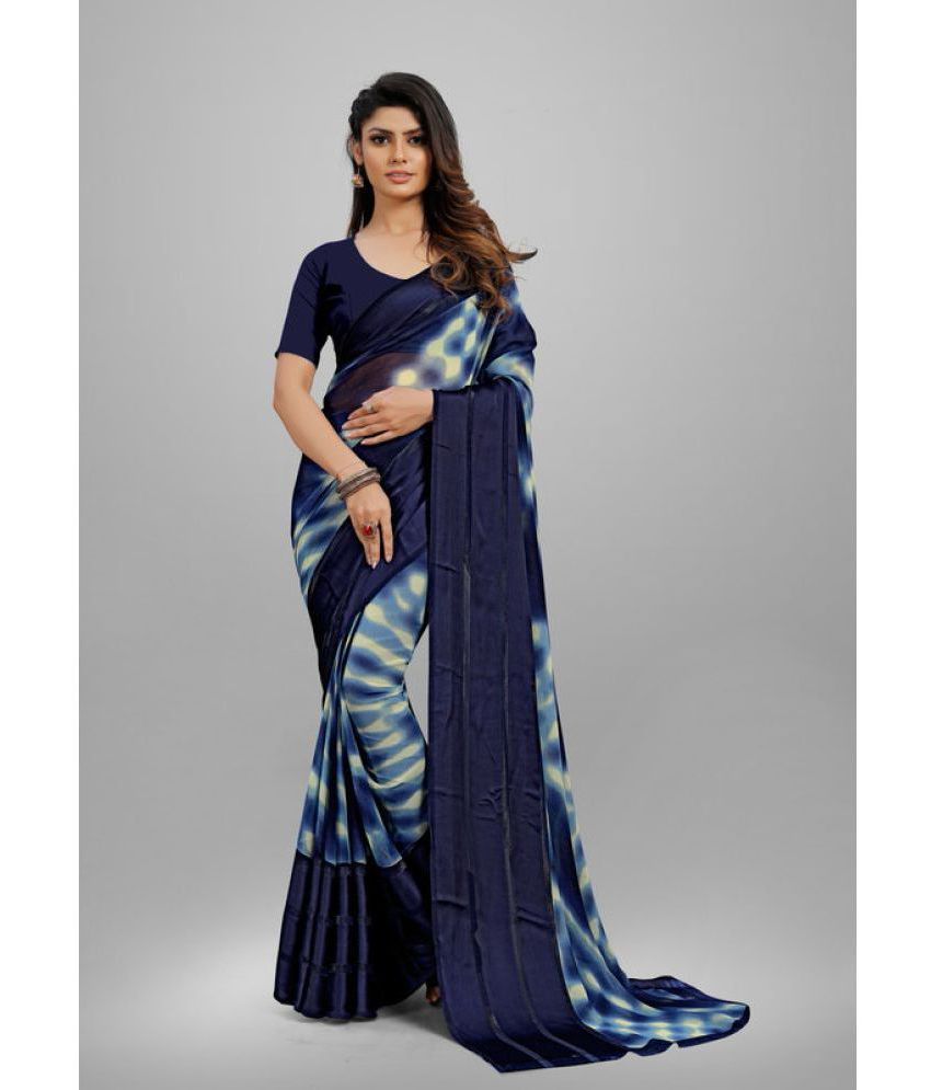     			Sanwariya Silks - Navy Blue Georgette Saree With Blouse Piece ( Pack of 1 )