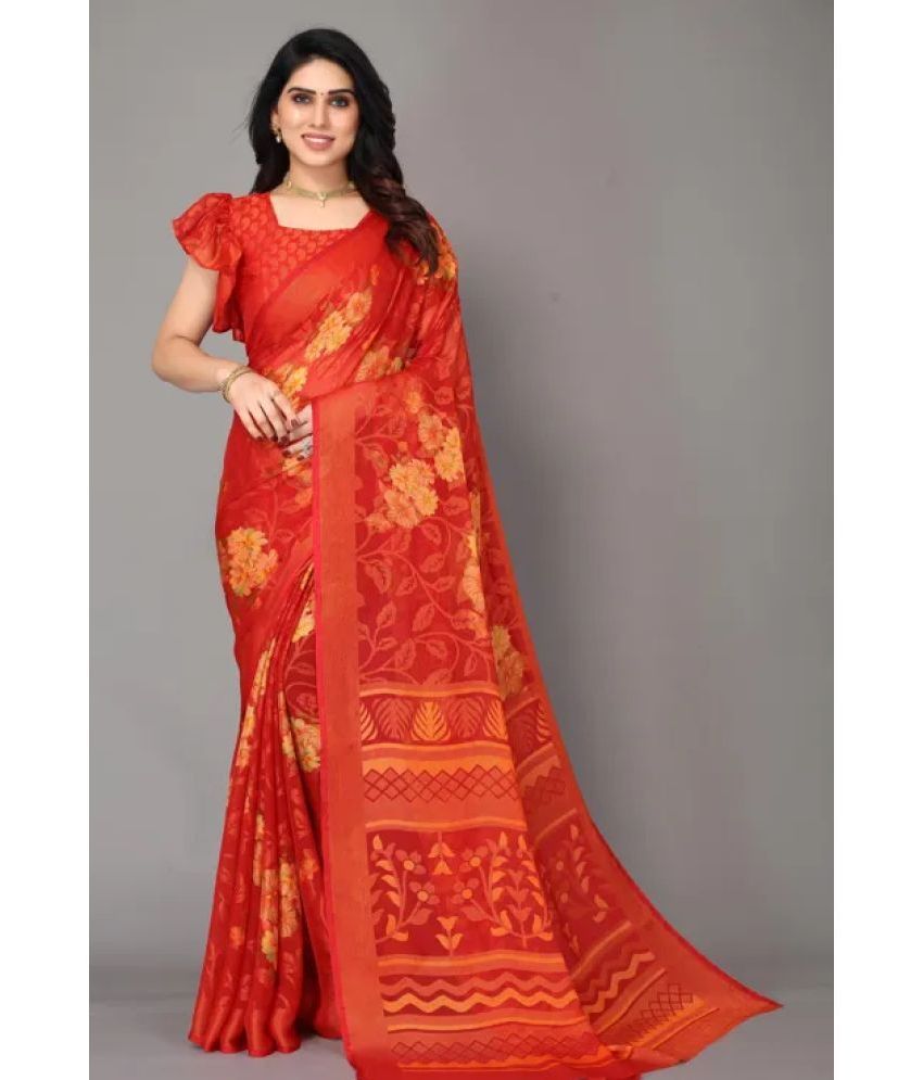     			Sanwariya Silks - Red Brasso Saree With Blouse Piece ( Pack of 1 )