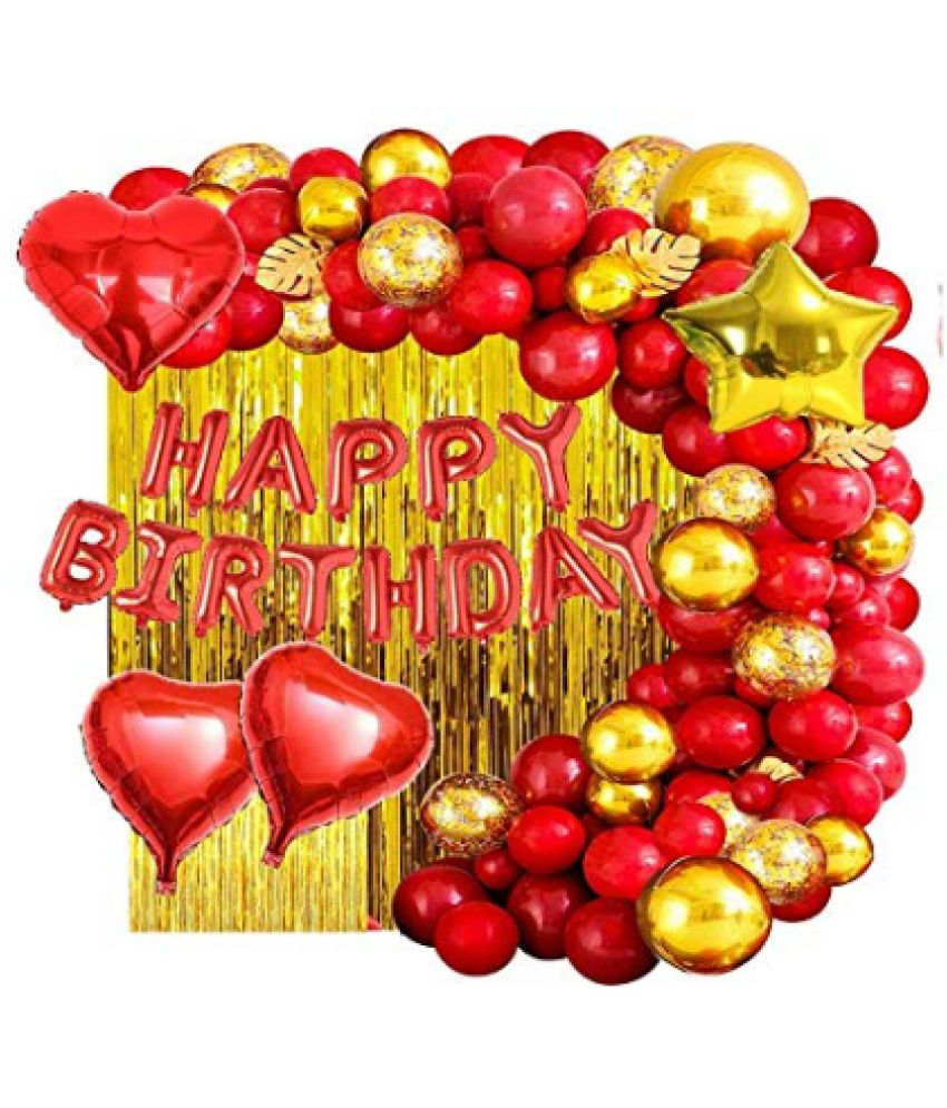     			Jolly Party   happy Birthday Decoration For Royal Red Theme Combo Kit Of 78 Pcs