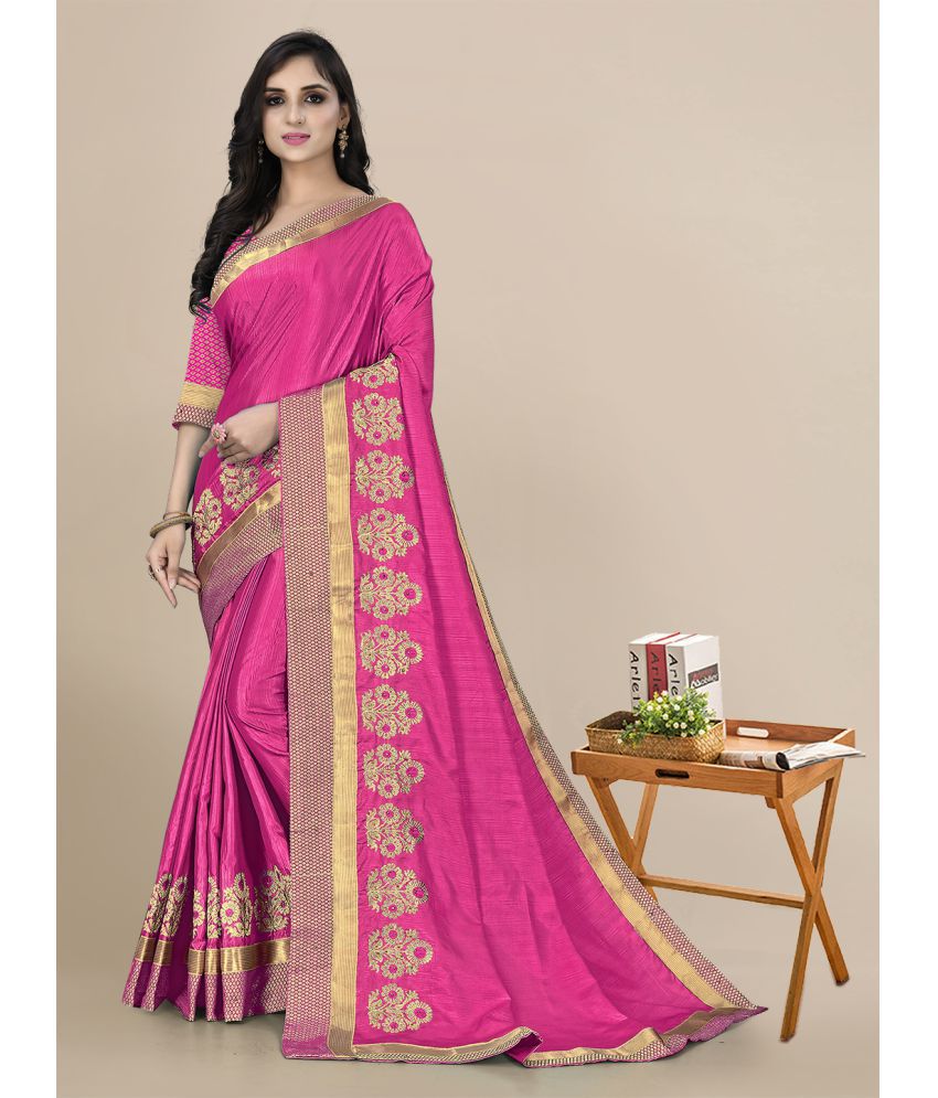     			Rekha Maniyar - Pink Silk Saree With Blouse Piece ( Pack of 1 )