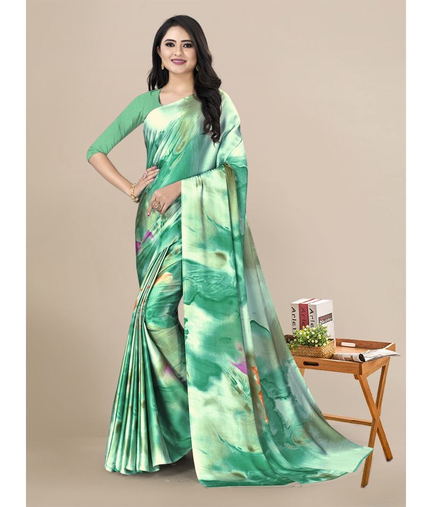     			Rekha Maniyar - Sea Green Satin Saree With Blouse Piece ( Pack of 1 )