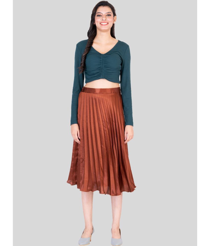 powermerc - Brown Satin Women's Flared Skirt ( Pack of 1 )