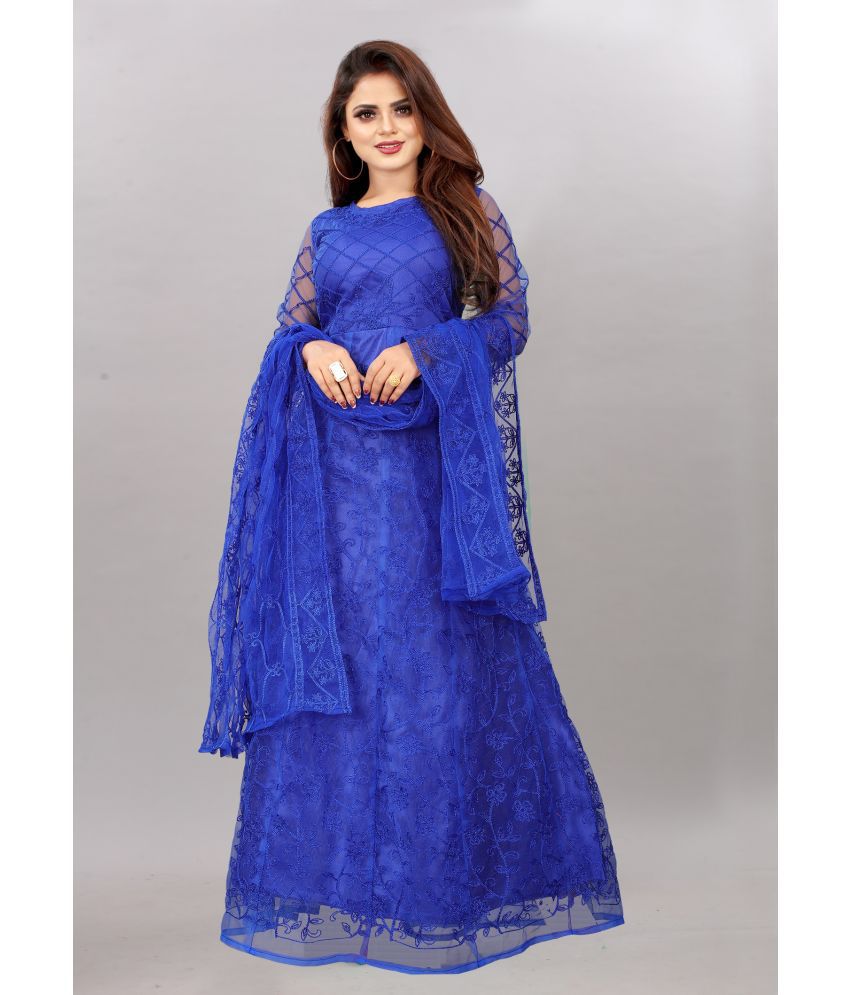     			Aika - Blue Anarkali Net Women's Stitched Ethnic Gown ( Pack of 1 )