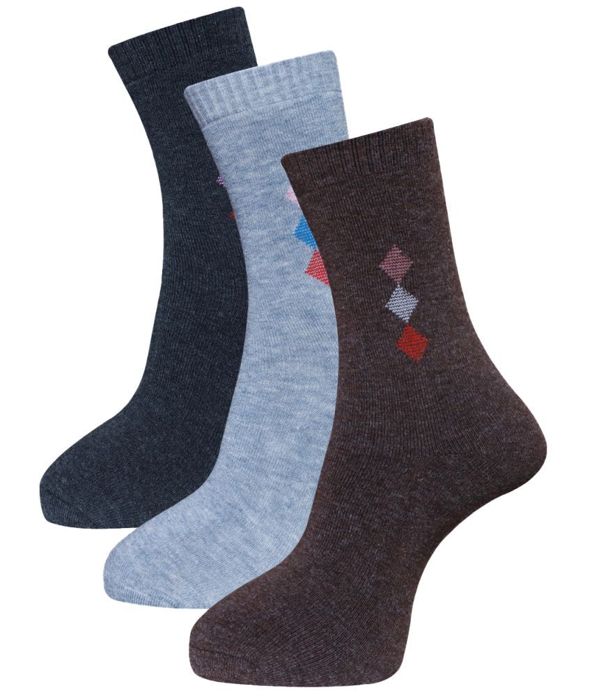     			Dollar - Woollen Men's Self Design Multicolor Mid Length Socks ( Pack of 3 )