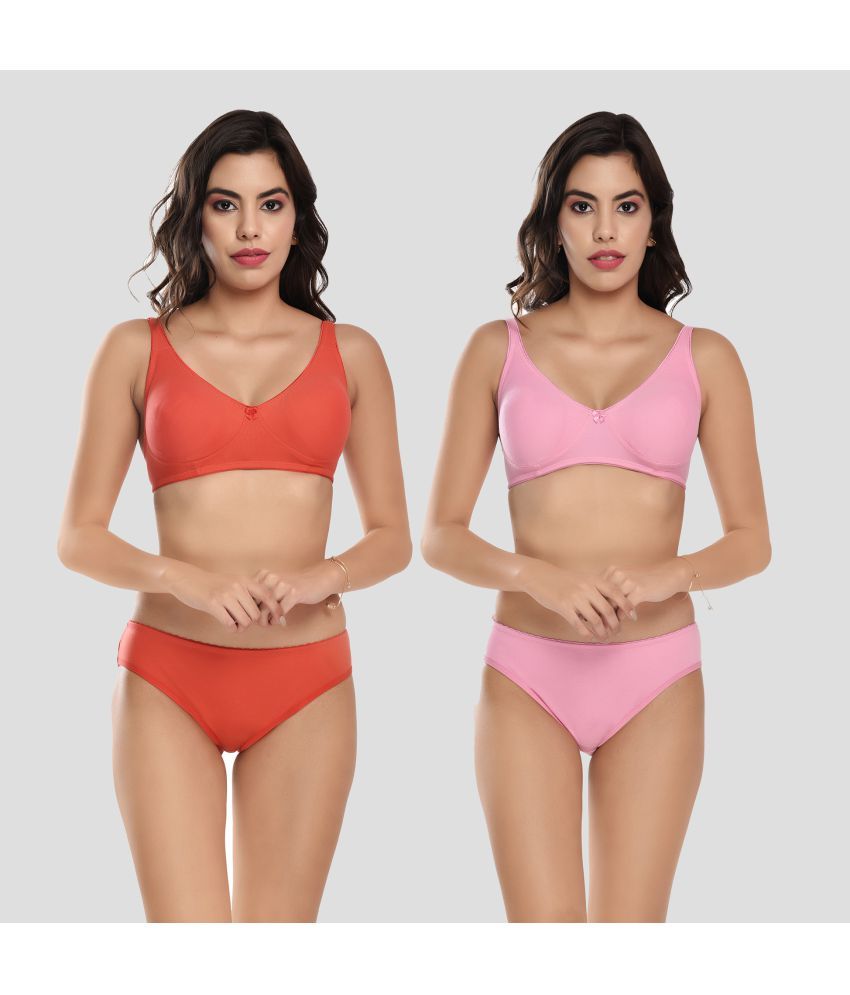     			Elina - Multicolor Cotton Women's Bra & Panty Set ( Pack of 2 )