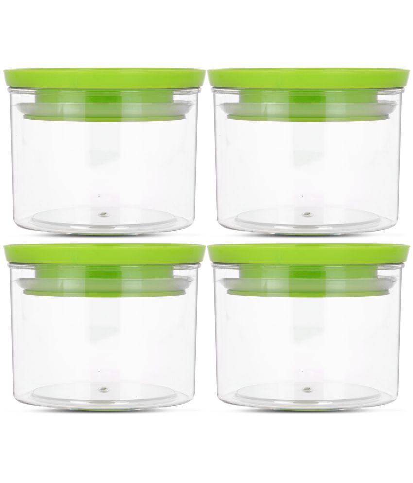     			HomePro - Round Container | Airtight | Silicone Cap | Green | Plastic Utility Container | Set of 4 - 500 ml