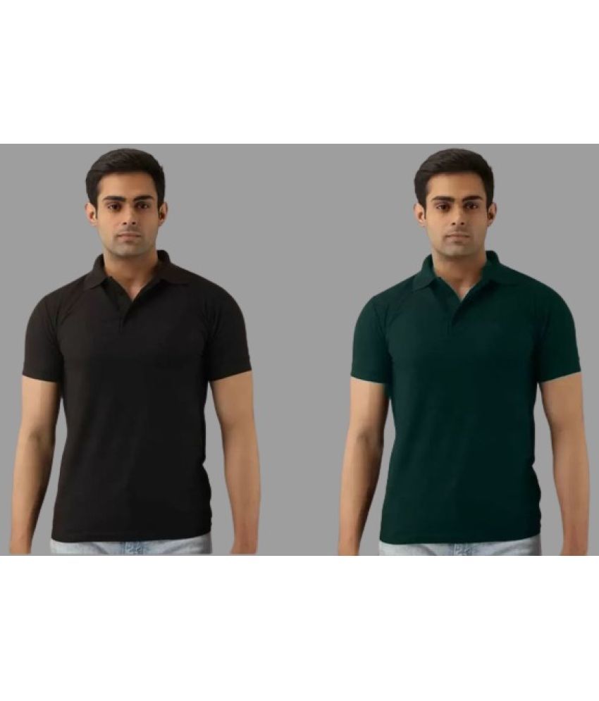     			SKYRISE - Multicolor Cotton Blend Slim Fit Men's Polo T Shirt ( Pack of 2 )