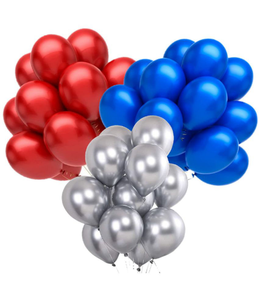     			Jolly Party   Combo of Red,Silver,Dark Blue Color Metallic Balloon pack of 51 pcs