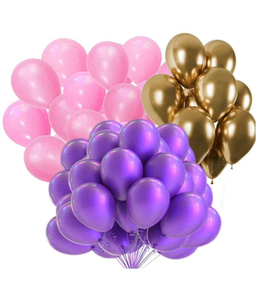     			Jolly Party  Pink , Purple ,Golden , Color Metallic latex balloons for birthday Party decoration 51