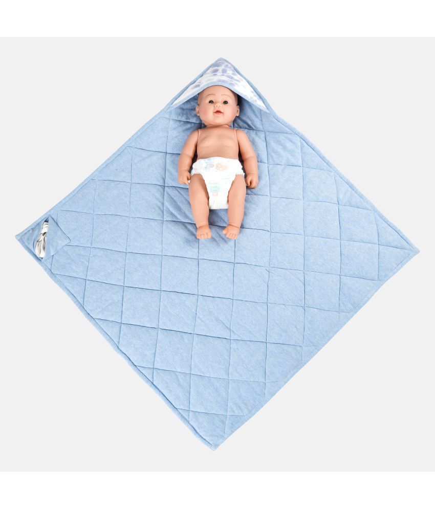     			NUEVOSGHAR - Blue Polyester Hooded Baby Blanket ( Pack of 1 )