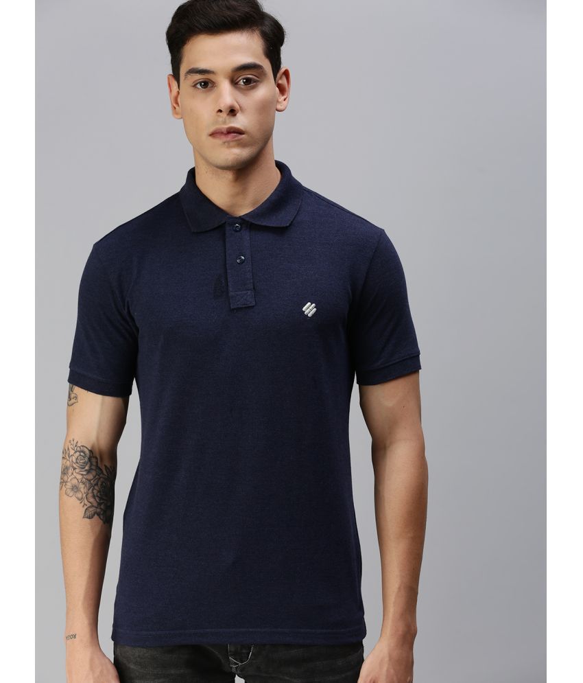     			ONN - Melange Navy Cotton Blend Regular Fit Men's Polo T Shirt ( Pack of 1 )