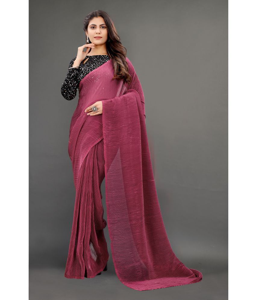     			Rhey - Pink Georgette Saree With Blouse Piece ( Pack of 1 )