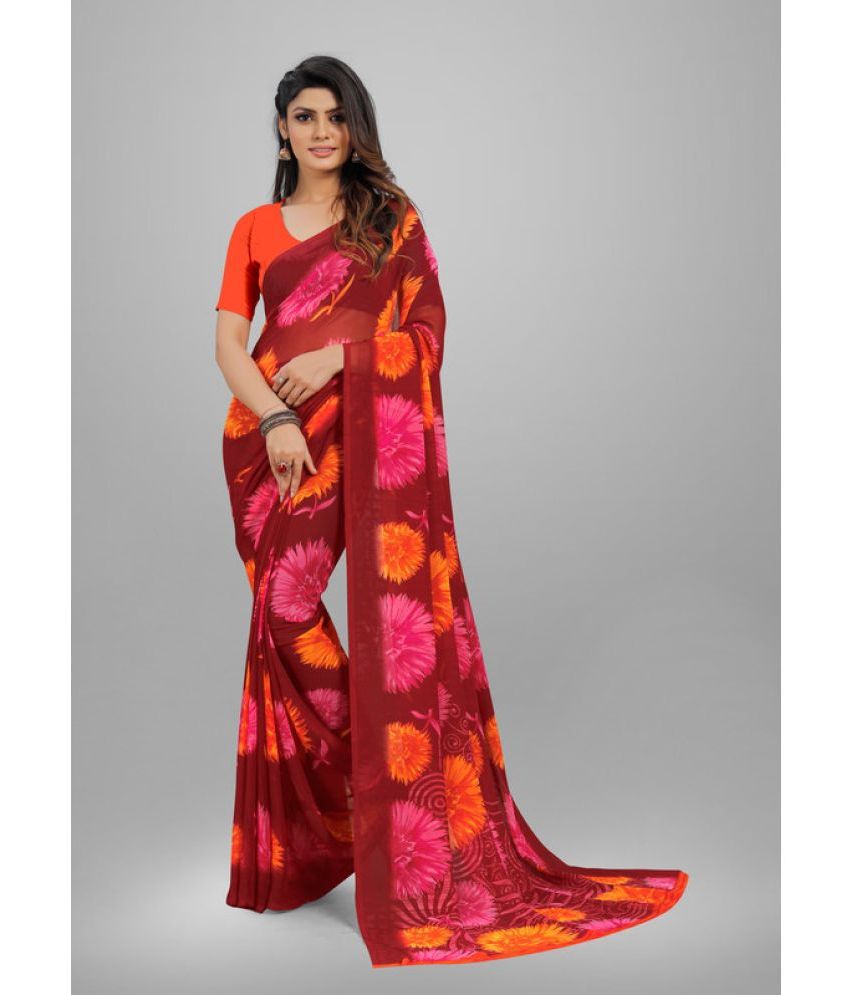     			Sanjana Silks - Red Georgette Saree With Blouse Piece ( Pack of 1 )