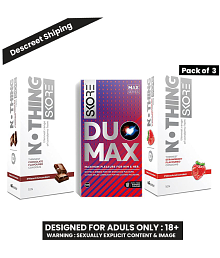 Skore Nothing Chocolate 10s + Nothing Strawberry 10s + Duo Max 10s Condom (Set of 3, 30 Sheets)