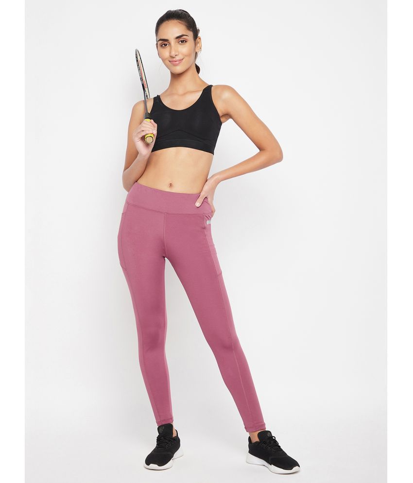     			Clovia Pink Polyester Solid Capri - Single