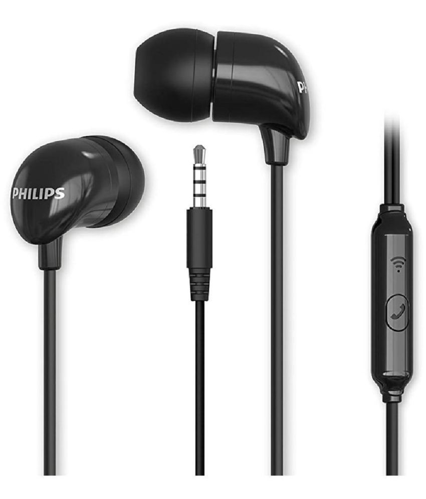 Philips Philips 1136 In Ear Wired Headphone 0 Hours Playback IPX4(Splash & Sweat Proof) Powerfull bass -Bluetooth Black