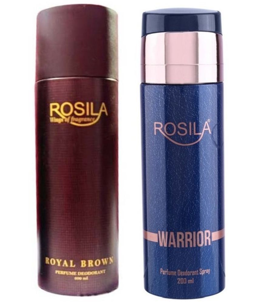     			ROSILA - 1 ROYAL BROWN & 1 WARRIOR ,200ML PACK 2. Deodorant Spray for Men,Women 500 ml ( Pack of 2 )