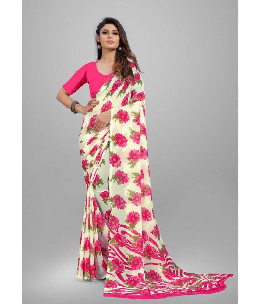     			Sitnjali Lifestyle - Pink Georgette Saree With Blouse Piece ( Pack of 1 )