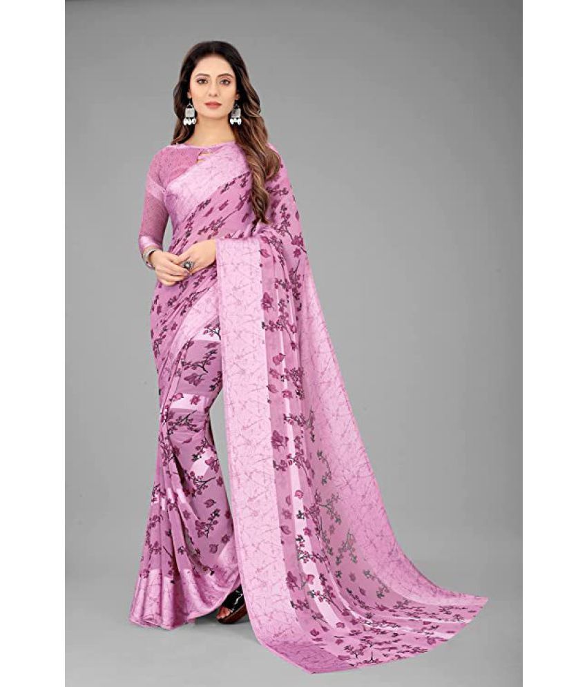     			Sitnjali Lifestyle - Purple Georgette Saree With Blouse Piece ( Pack of 1 )