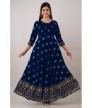 Kapadia - Navy Blue Rayon Women's Anarkali Kurti ( Pack of 1 )