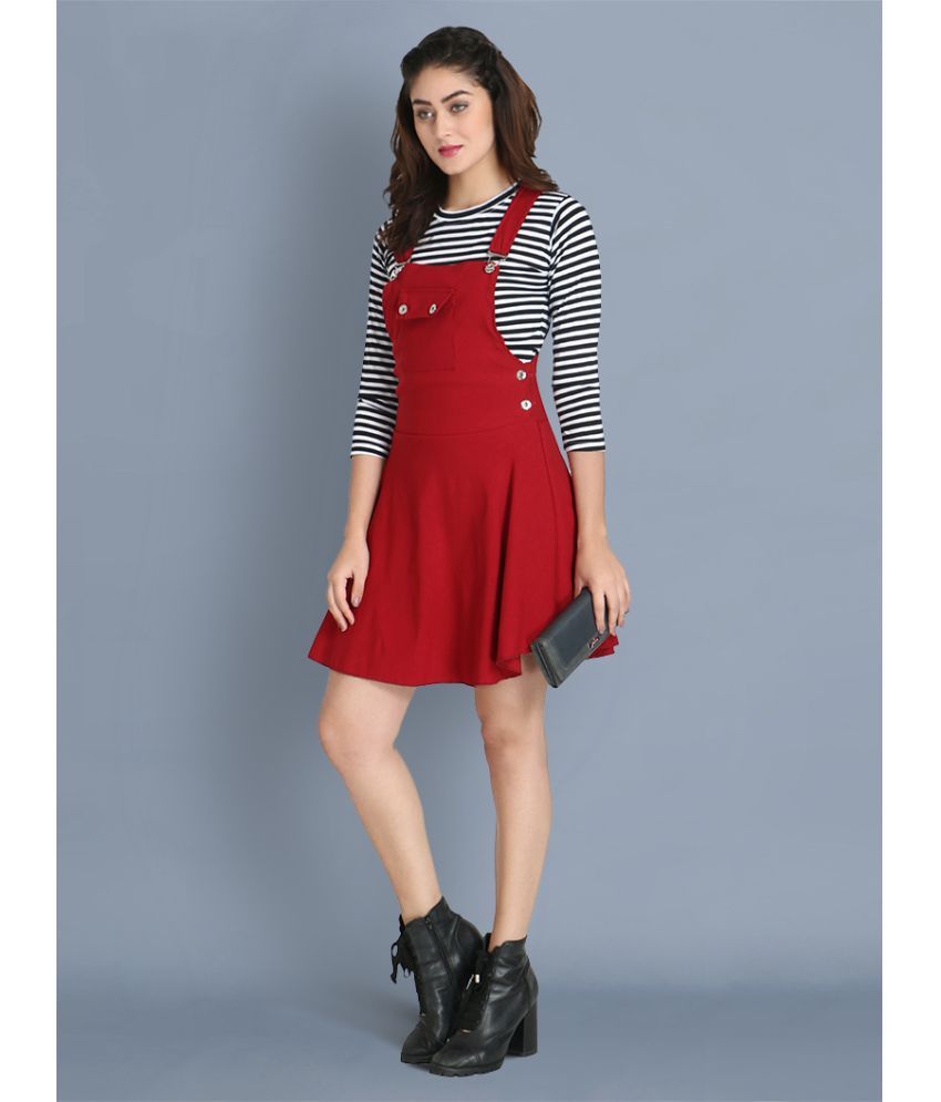     			BuyNewTrend - Maroon Cotton Blend Women's Dungarees ( Pack of 1 )