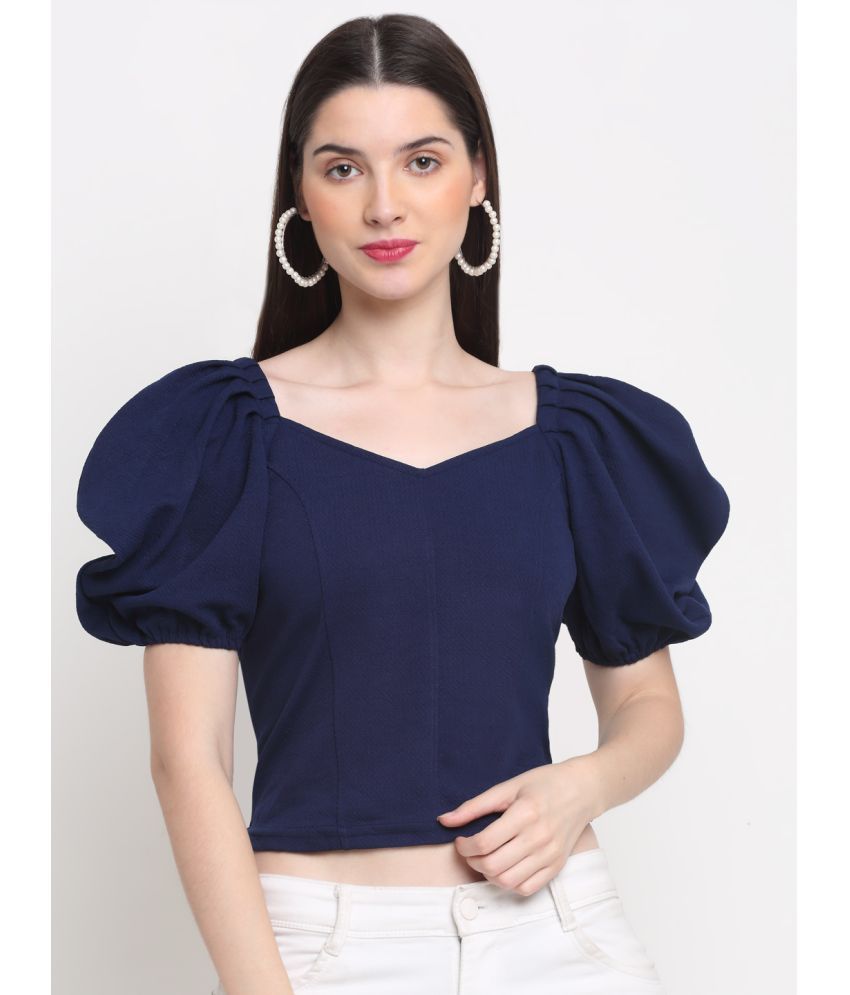     			BuyNewTrend - Navy Blue Cotton Blend Women's Regular Top ( Pack of 1 )