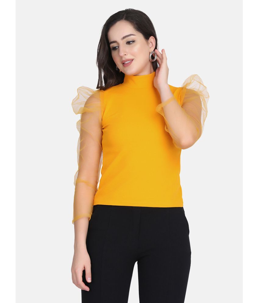     			BuyNewTrend - Yellow Cotton Blend Women's Regular Top ( Pack of 1 )