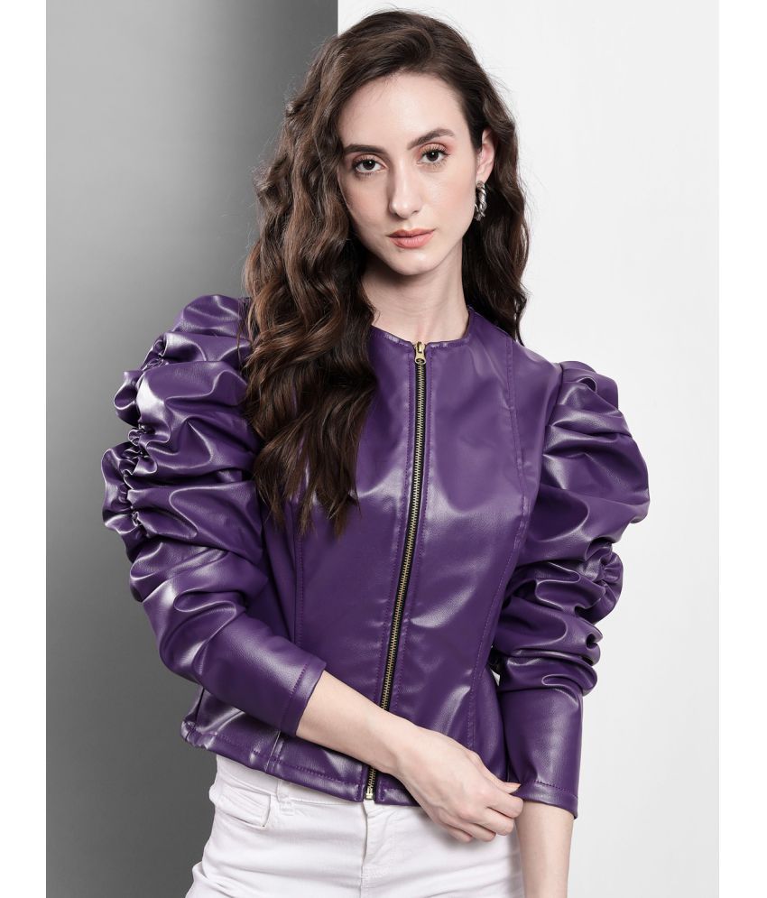 DARZI - Faux Leather Purple Jackets